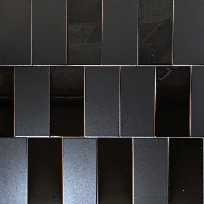 Victoria Metro Flat Wall Tiles - Gloss Black - 20 x 10cm