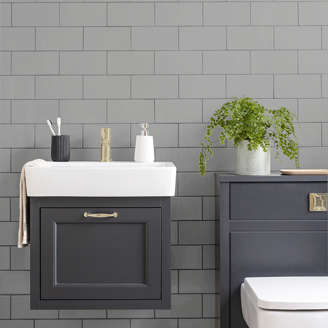 Victoria Metro Flat Wall Tiles - Gloss Grey - 20 x 10cm