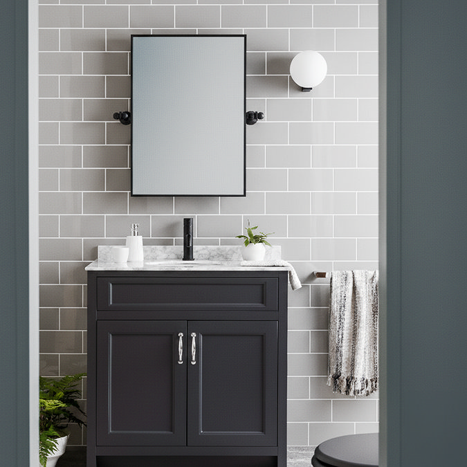 Victoria Metro Flat Wall Tiles - Gloss Grey 200 x 100mm