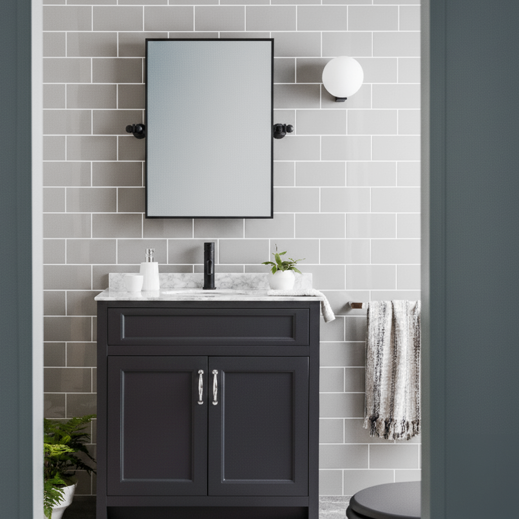 Victoria Metro Flat Wall Tiles - Gloss Grey - 20 x 10cm