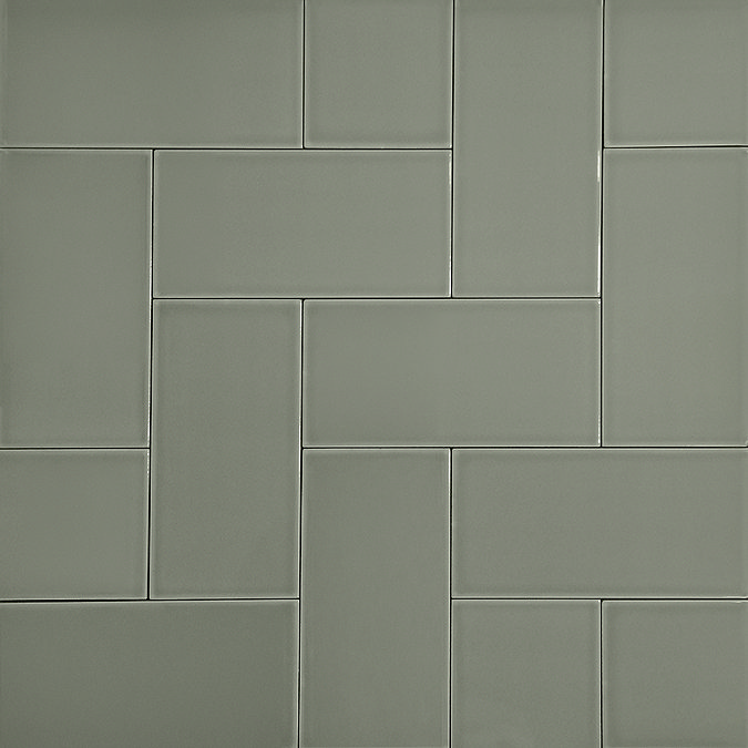 Metro Flat Wall Tiles - Gloss Olive - 20 x 10cm