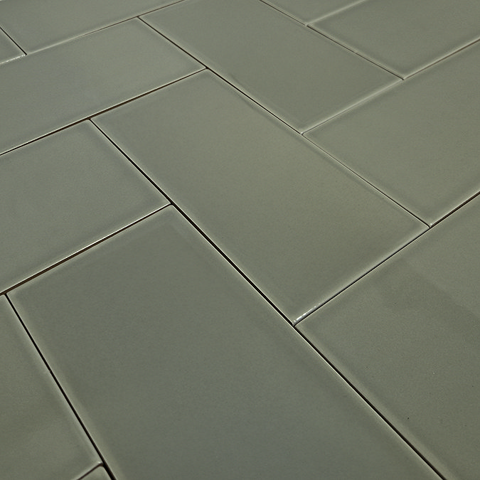 Metro Flat Wall Tiles - Gloss Olive - 20 x 10cm