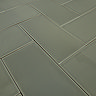 Metro Flat Wall Tiles - Gloss Olive - 20 x 10cm
