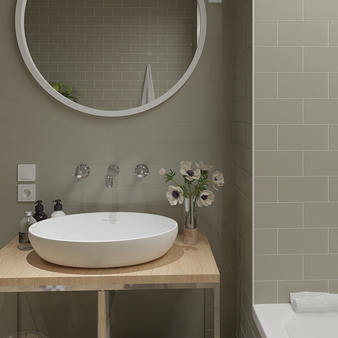 Metro Flat Wall Tiles - Gloss Olive - 20 x 10cm