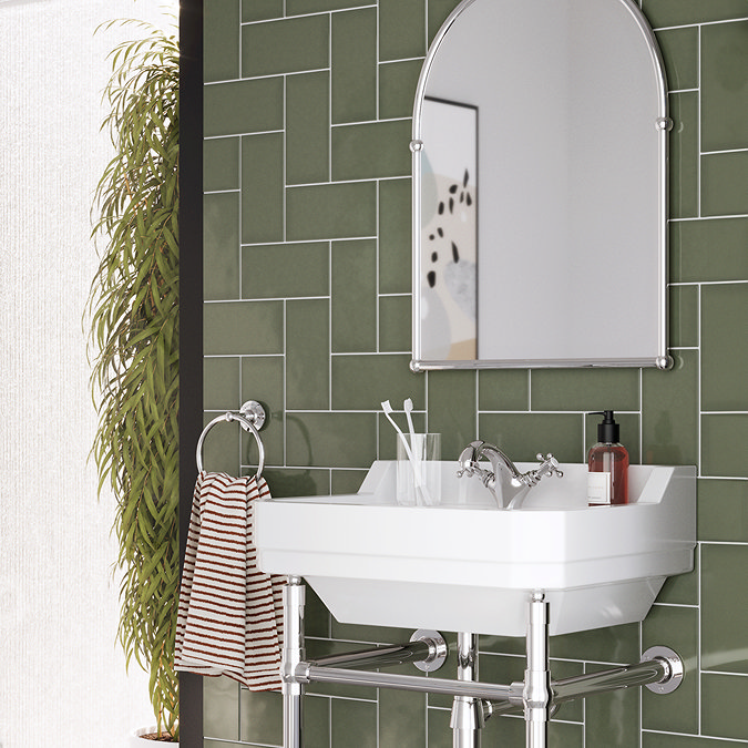 Metro Flat Wall Tiles - Gloss Olive - 20 x 10cm