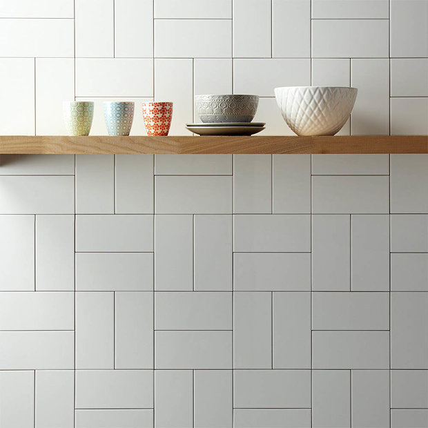 Metro Flat Wall Tiles - Gloss White - 20 x 10cm  Profile Large Image
