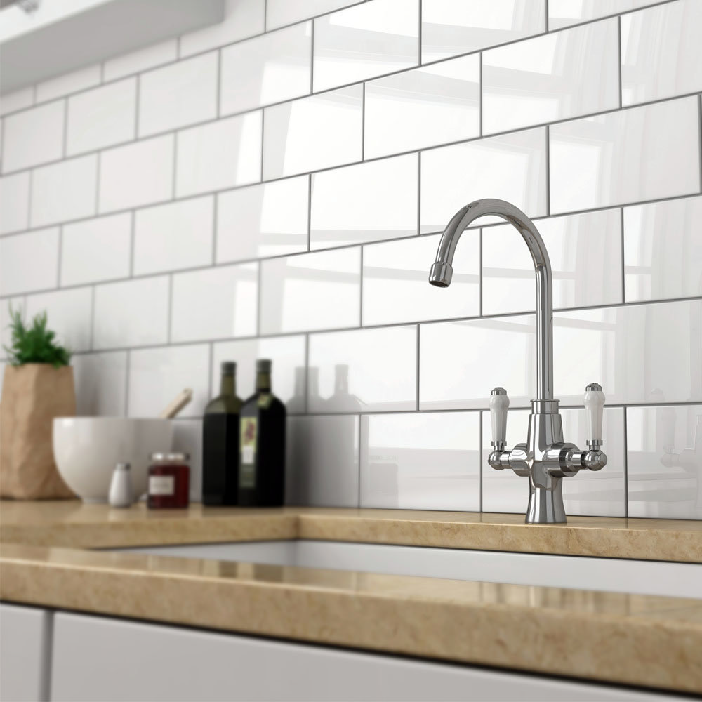 Metro Flat Wall Tiles Gloss White Victorian Plumbing