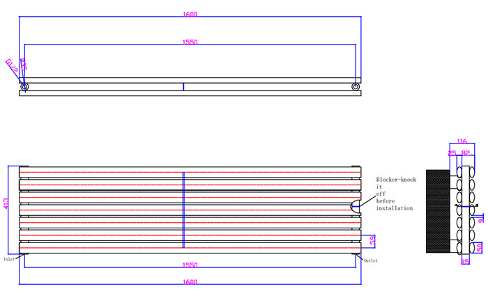 Metro Horizontal Radiator - Anthracite - Double Panel (1600mm Wide) 413mm High