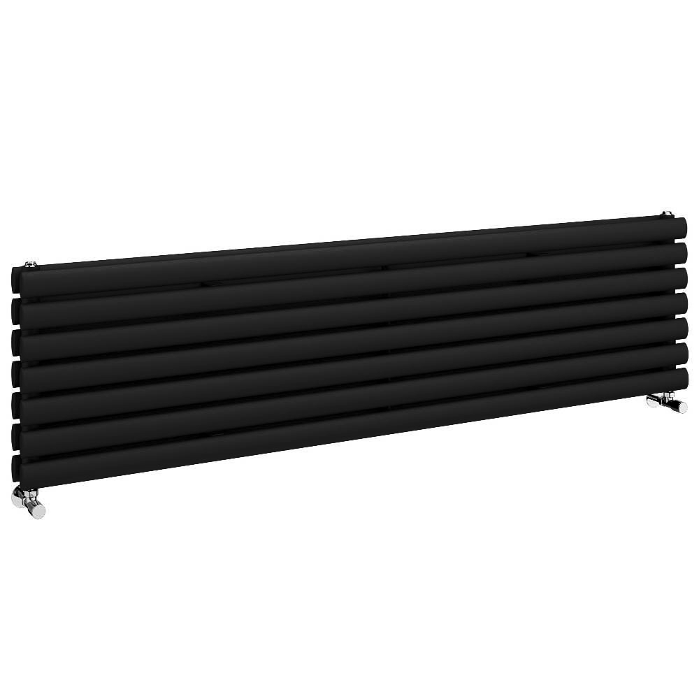 Metro Horizontal Radiator Matt Black Double Panel (1600mm Wide) 413mm High