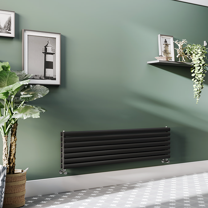 Metro Horizontal Radiator - Matt Black - Double Panel (1600mm Wide) 413mm High