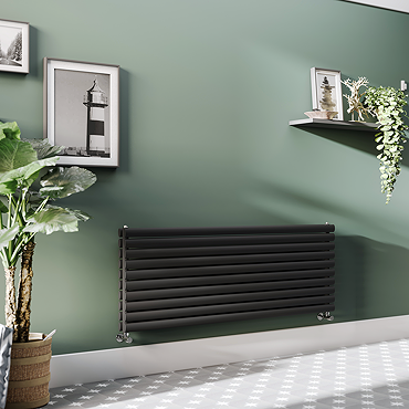 Metro Horizontal Radiator - Matt Black - Double Panel (1600mm Wide) 590mm High