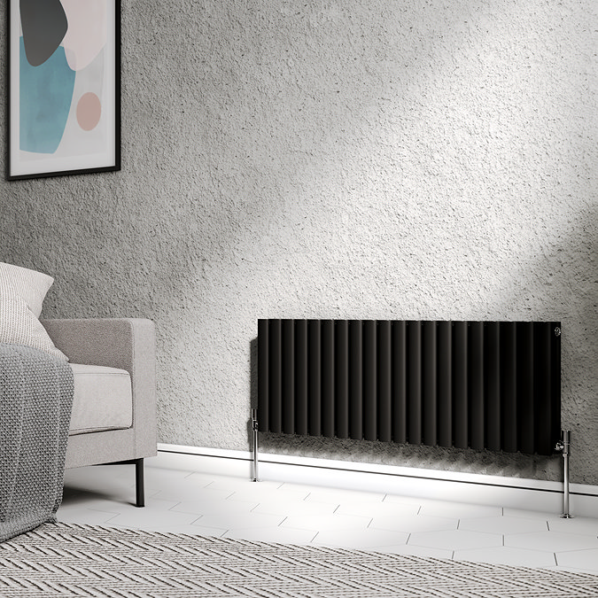 Metro Horizontal Radiator - Matt Black - Double Panel (400mm High) 1180mm Wide