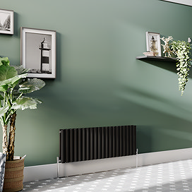 Metro Horizontal Radiator - Matt Black - Double Panel (400mm High) 1180mm Wide