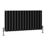 Metro Horizontal Radiator - Matt Black - Double Panel (400mm High) 826mm Wide