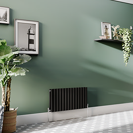 Metro Horizontal Radiator - Matt Black - Double Panel (400mm High) 826mm Wide