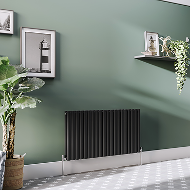 Metro Horizontal Radiator - Matt Black - Double Panel (600mm High) 1180mm Wide