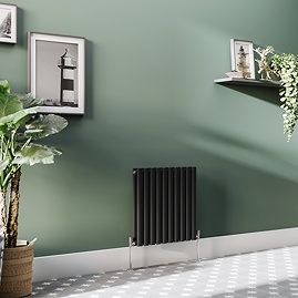 Metro Horizontal Radiator - Matt Black - Double Panel (600mm High) 590mm Wide