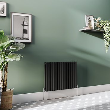 Metro Horizontal Radiator - Matt Black - Double Panel (600mm High) 826mm Wide