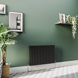 Metro Horizontal Radiator - Matt Black - Double Panel (600mm High) 1003mm Wide