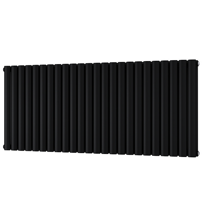 Metro Horizontal Radiator - Matt Black - Double Panel (600mm High) 1416mm Wide