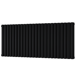 Metro Horizontal Radiator - Matt Black - Double Panel (600mm High) 1416mm Wide