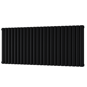 Metro Horizontal Radiator - Matt Black - Double Panel (600mm High) 1416mm Wide