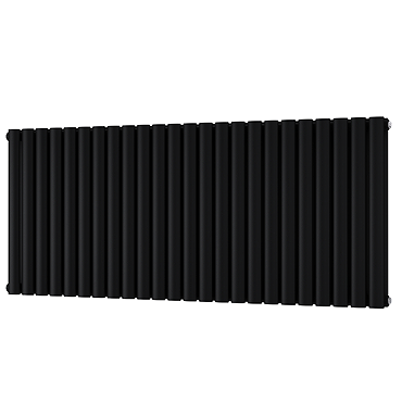Metro Horizontal Radiator - Matt Black - Double Panel (600mm High) 1416mm Wide