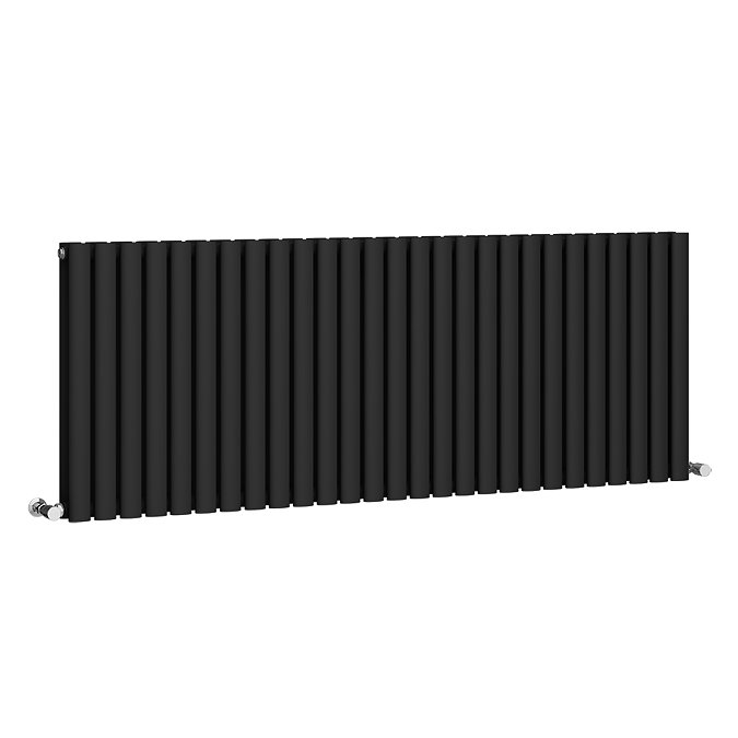 Metro Horizontal Radiator - Matt Black - Double Panel (600mm High) 1596mm Wide