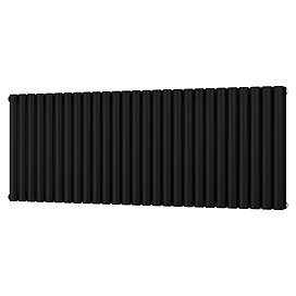 Metro Horizontal Radiator - Matt Black - Double Panel (600mm High) 1596mm Wide