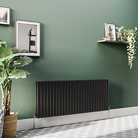Metro Horizontal Radiator - Matt Black - Double Panel (600mm High) 1596mm Wide