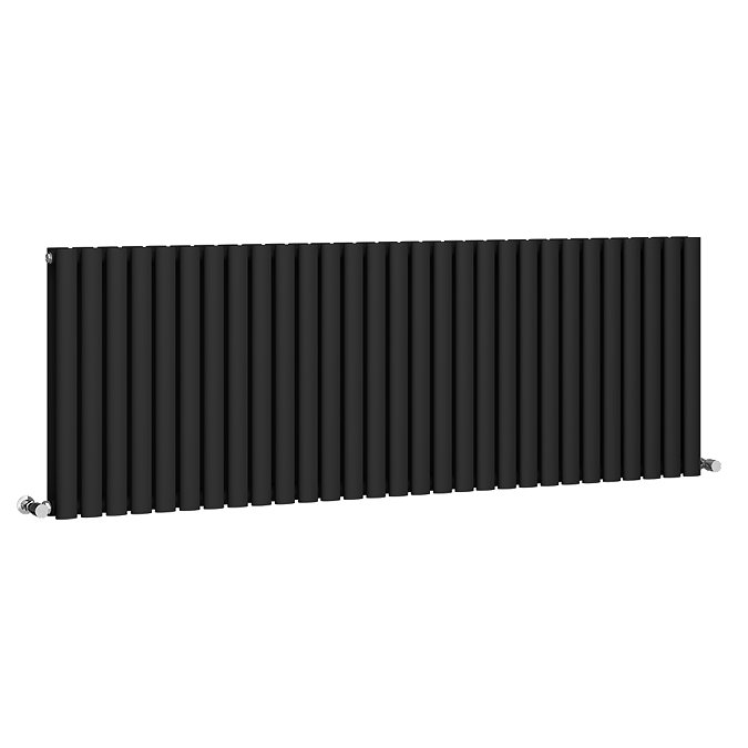 Metro Horizontal Radiator - Matt Black - Double Panel (600mm High) 1711mm Wide