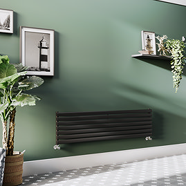 Metro Horizontal Radiator - Matt Black - Single Panel (1600mm Wide) 413mm High