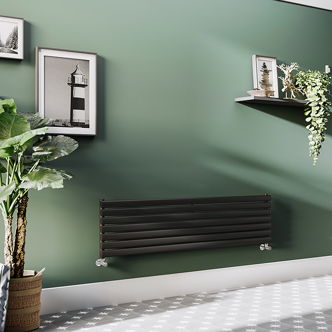 Metro Horizontal Radiator - Matt Black - Single Panel (1600mm Wide)