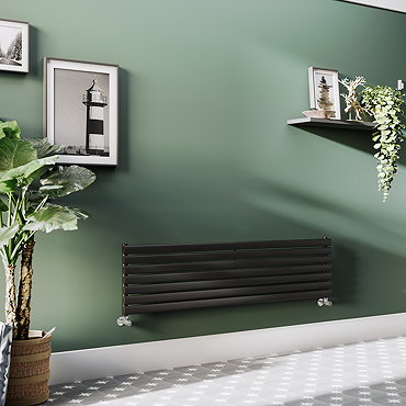 Metro Horizontal Radiator - Matt Black - Single Panel (1600mm Wide)