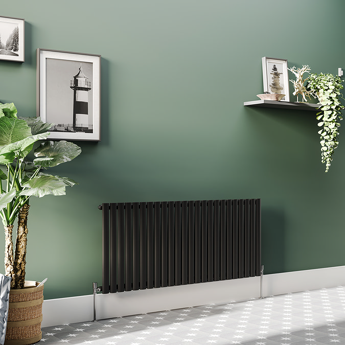 Metro Horizontal Radiator - Matt Black - Single Panel (600mm High) 1416mm Wide