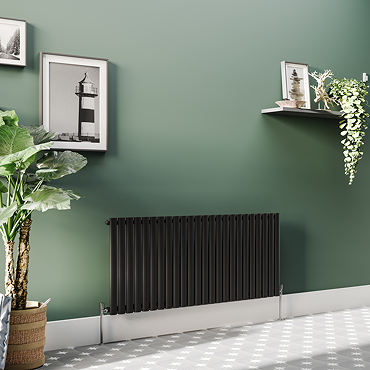 Metro Horizontal Radiator - Matt Black - Single Panel (600mm High) 1416mm Wide