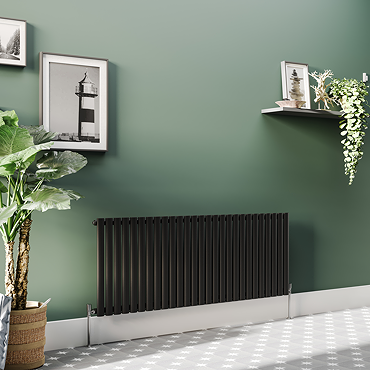 Metro Horizontal Radiator - Matt Black - Single Panel (600mm High) 1596mm Wide