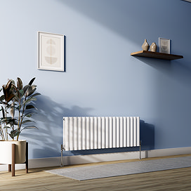 Metro Horizontal Radiator - White - Double Panel (400mm High) 1180mm Wide