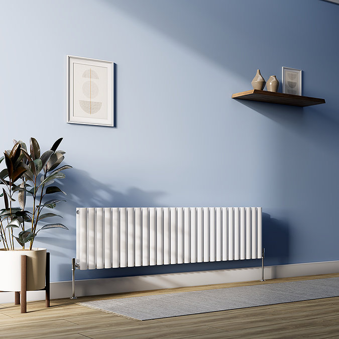 Metro Horizontal Radiator - White - Double Panel (400mm High) 1593mm Wide