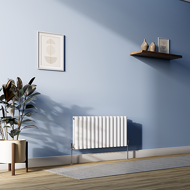 Metro Horizontal Radiator - White - Double Panel (400mm High) 826mm Wide