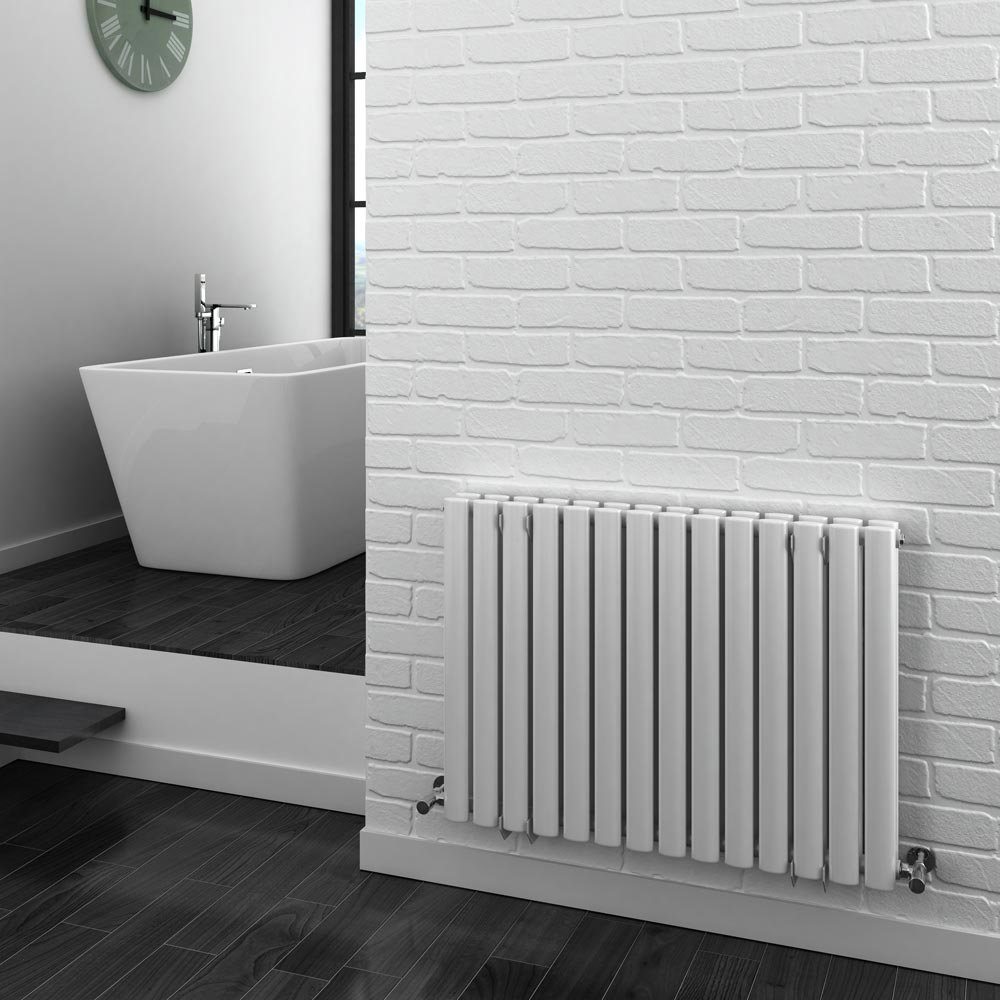 Horizontal Double Panel Radiator White Victorian Plumbing