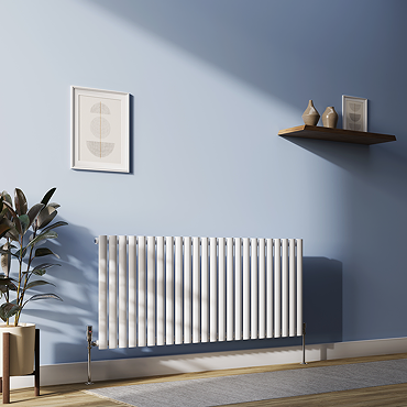 Metro Horizontal Radiator - White - Single Panel (600mm High) 1416mm Wide