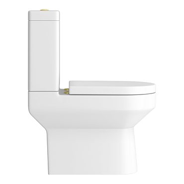 Metro Rimless Close Coupled Toilet with Soft Close Seat (Brushed Brass Flush + Hinges)