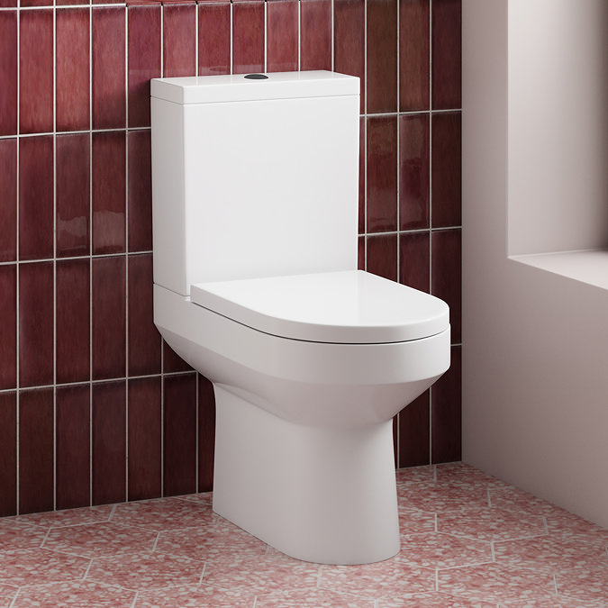 Metro Rimless Close Coupled Toilet with Soft Close Seat (Matt Black Flush + Hinges)