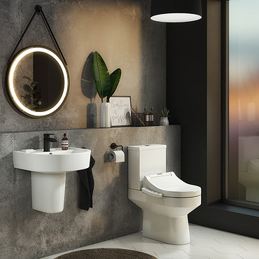 Metro Smart Bidet Toilet with Wall Hung Basin Suite  Profile Large Image