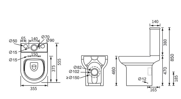 Metro Ultra-Compact Comfort Height Toilet – 555mm Projection, Designed for Small Spaces