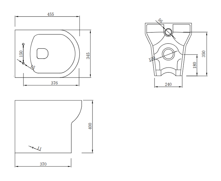 Metro Ultra-Compact Rimless Back to Wall Toilet Pan with Soft-Close Seat