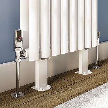 Metro White Floor Mounted Radiator Feet