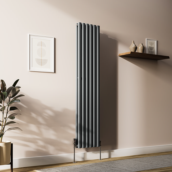 Metro Vertical Radiator - Anthracite - Double Panel (1600mm High) 354mm Wide