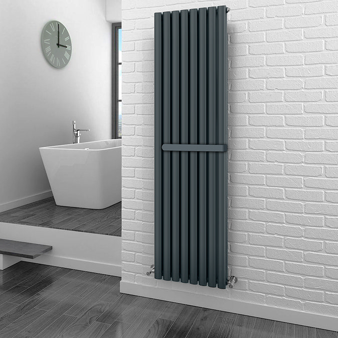 Metro Vertical Radiator - Anthracite - Double Panel (1800mm High) 472mm Wide with Rail